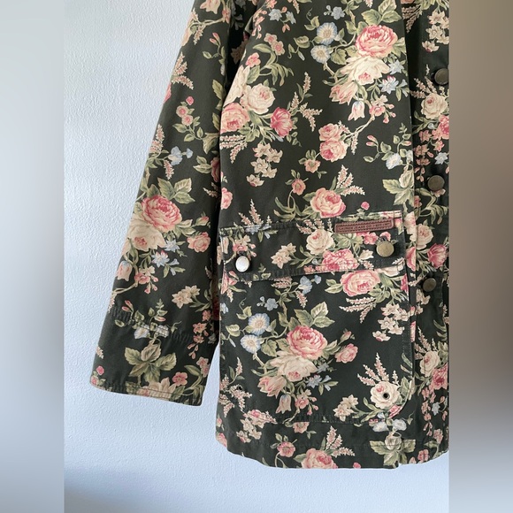 VINTAGE 90s RALPH LAUREN Floral Barn Coat Size M Jacket Chore Cottagecore - Picture 2 of 12